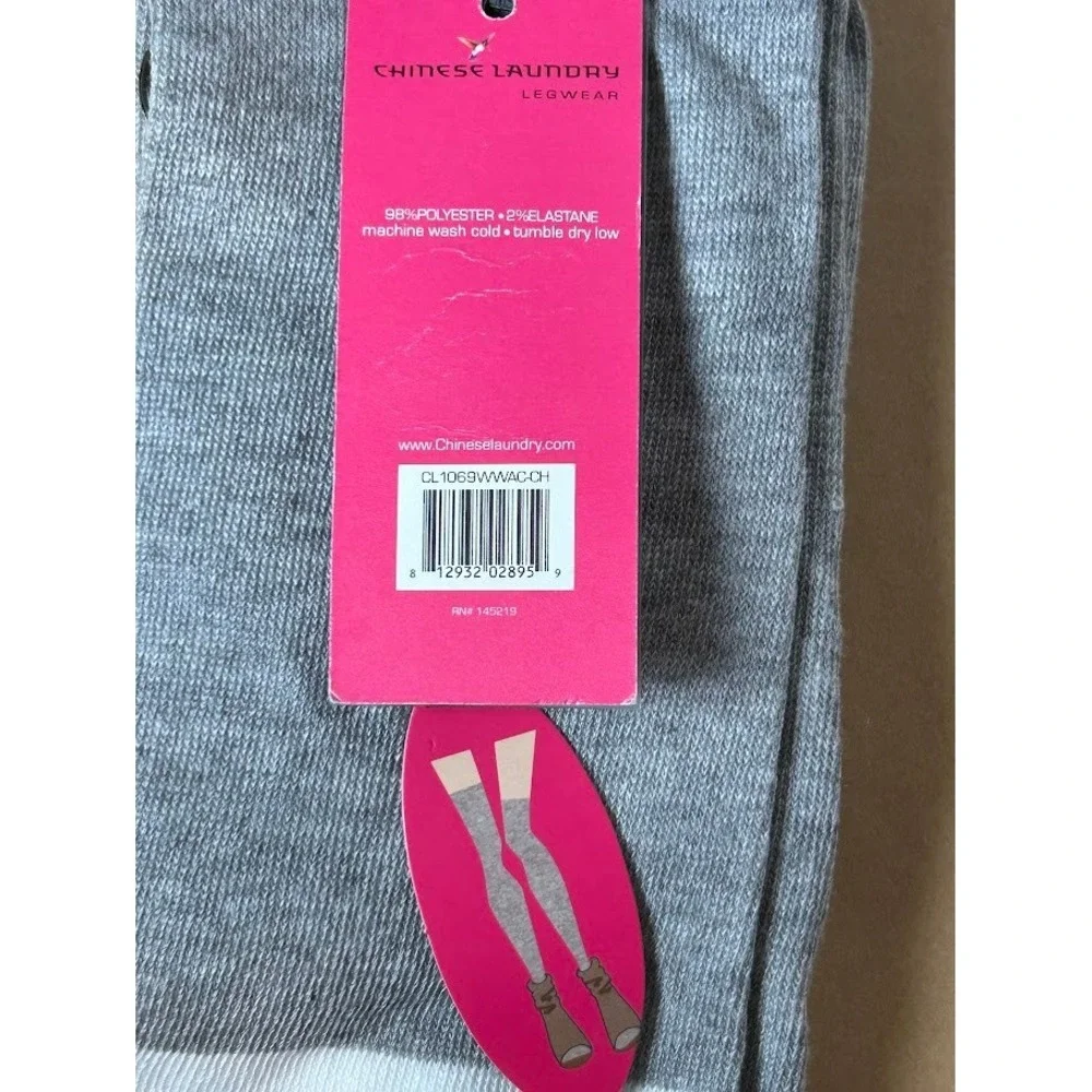 Chinese Laundry Womens Over The Knee Socks Grey Striped Knit Legwear